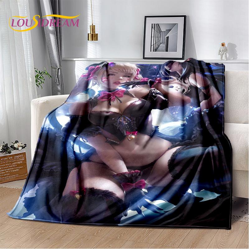 Sexy Lace Beauty Girl Lady Cartoon Anime Character Blanket,Soft Throw Blanket for Home Bedroom Bed Sofa Picnic Office Cover Gift