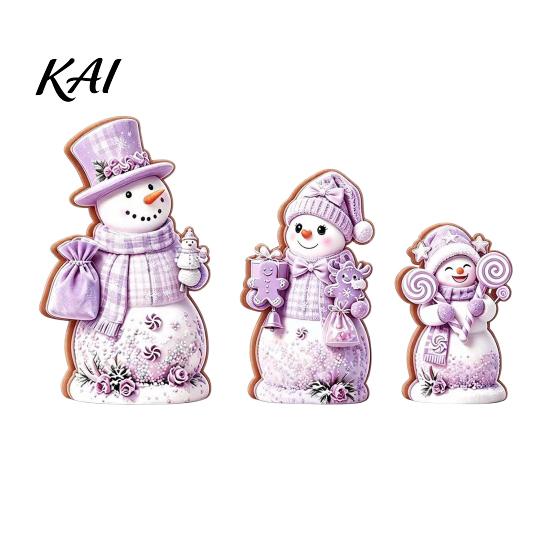 Christmas Window Display 3PCS Snowman Wooden Ornaments, Decorative Cute Festive Figures, Rustic Holiday Ornaments High-definition Printing Crafts for