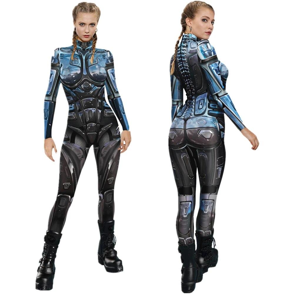 Punk Gothic Jumpsuit Catsuit Sexy Women Cosplay Costumes Halloween Bodysuit