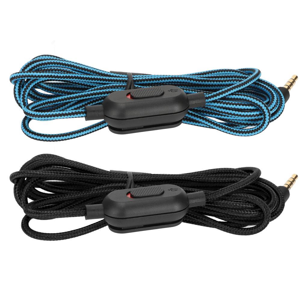 Gaming Headset Cable Woven Earphone Cord with Volume Control and Mute Switch for Pro Pr