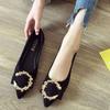 Pointed Flat Shoes New Korean Version Spring and Autumn Models Flat Heel Suede Shallow Mouth Doudou Shoes Women's Fashion Versatile Single Shoes