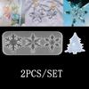 2pcs/Set Snowflake With Hole Silicone Molds Pendant Epoxy Resin Mold Christmas Tree Hanging Decoration DIY Jewelry Making