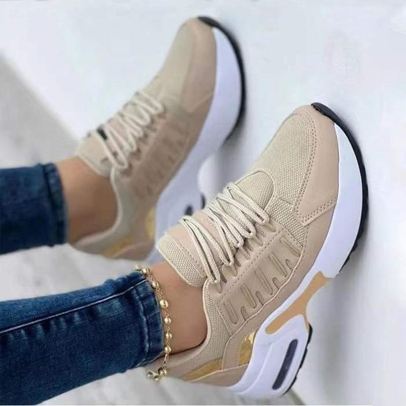 Fashion Sneakers 2025 New Fashion Wedge Platform Plus Size Casual Sports Shoes Women Lace-up Mesh Breathable Women's Vulcanized Shoes