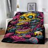 Cartoon Skull Illustration Throw Blanket 150x200 Thermal Blankets for Bed Beach Towel Home Interior Microfiber Bedding Knee Nap