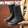 Новые ботинки для пары, натуральная кожа, мотоциклетная обувь, дышащие, длинные, до середины голени, нескользящие, теплые, хлопковые, мужские и женские, ботинки челси