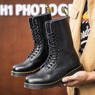 Новые ботинки для пары, натуральная кожа, мотоциклетная обувь, дышащие, длинные, до середины голени, нескользящие, теплые, хлопковые, мужские и женские, ботинки челси