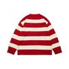 Li-Ning Striped Color-Block Cartoon Rabbit Intarsia Long Sleeve Sweater Unisex Tops Red AMBT009-1