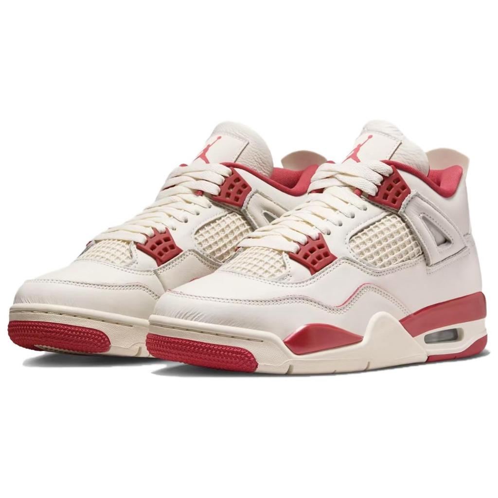 Air Jordan 4 Retro День Святого Валентина Женские Кроссовки Кремовый Бледно-Слоновая Кость Сиерра-Красный HV0823-108
