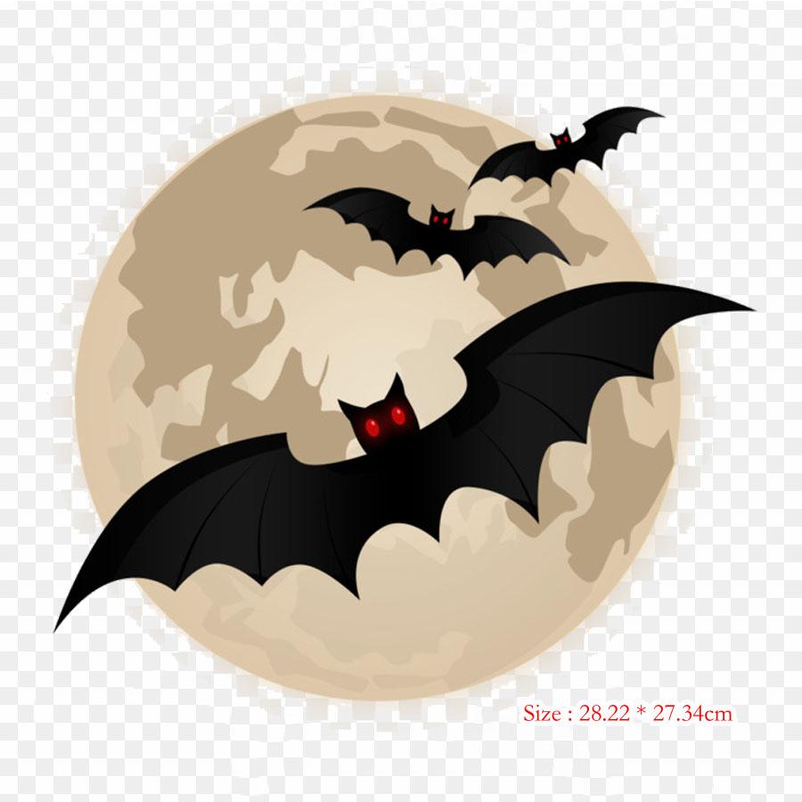 Летучая мышь Хэллоуин Искусство Летучая мышь Line Art Утюг на теплопередаче Печать Виниловые нашивки Наклейка для одежды DIY Аппликации Моющиеся нашивки