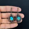 Blue Copper Turquoise Handmade Gemstone Earrings,999 Copper Wire Wrapped Earrings Antique Jewelry, For Engagement Gift