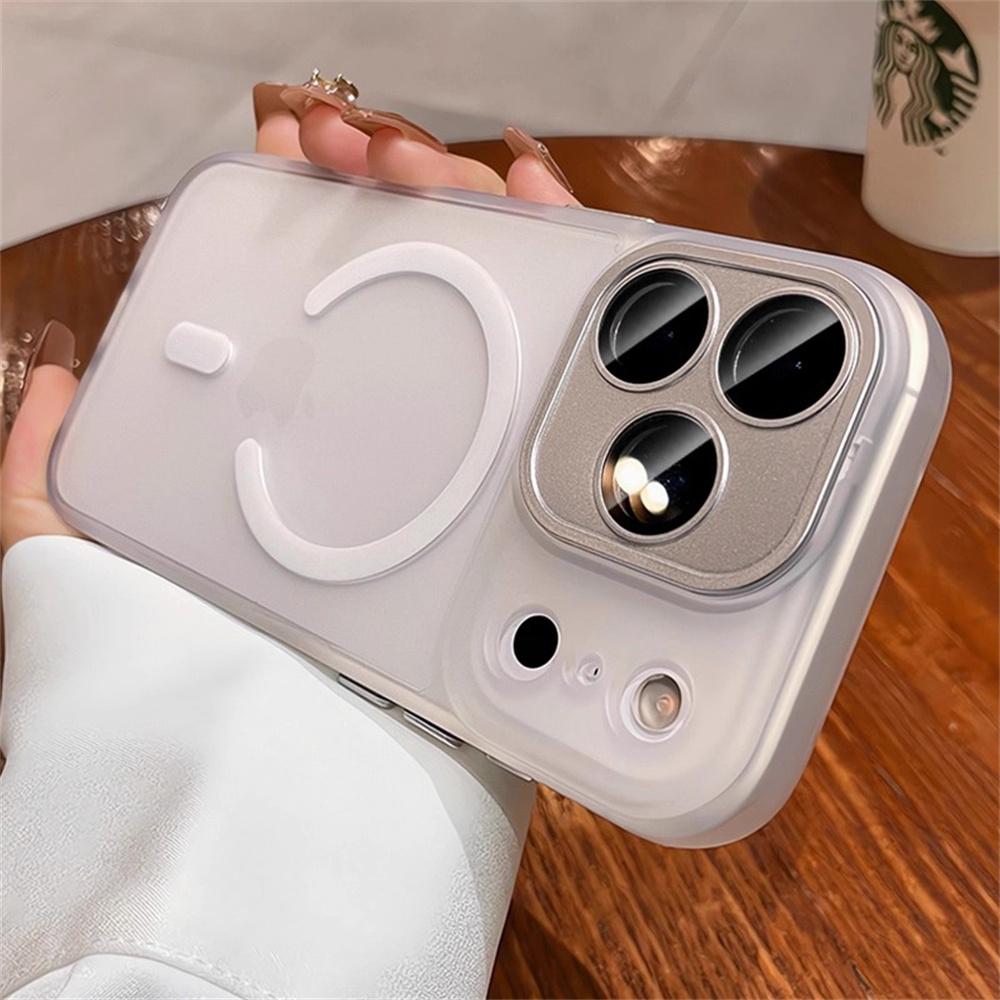 Роскошный матовый прозрачный чехол для Magsafe для iPhone 17/16/15/14/13/12 Pro Max Защита объектива Air Беспроводная зарядка Чехол