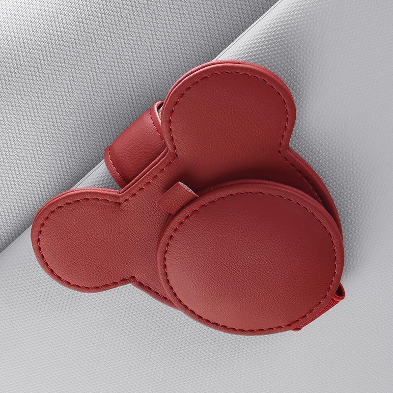 PU Leather Car Sunshade Glasses Clip Multi-functional Sheet Card Bag Sunglasses Storage Creative Ticket Clip