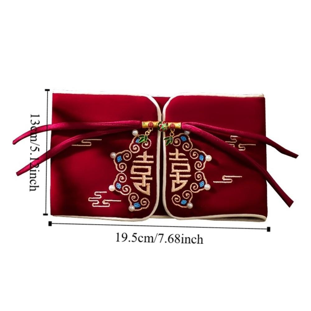 Дизайн вышивки Красный конверт Ручная работа Наилучшие пожелания Денежный конверт Бархатная ткань с кисточкой HongBao Свадебное торжество