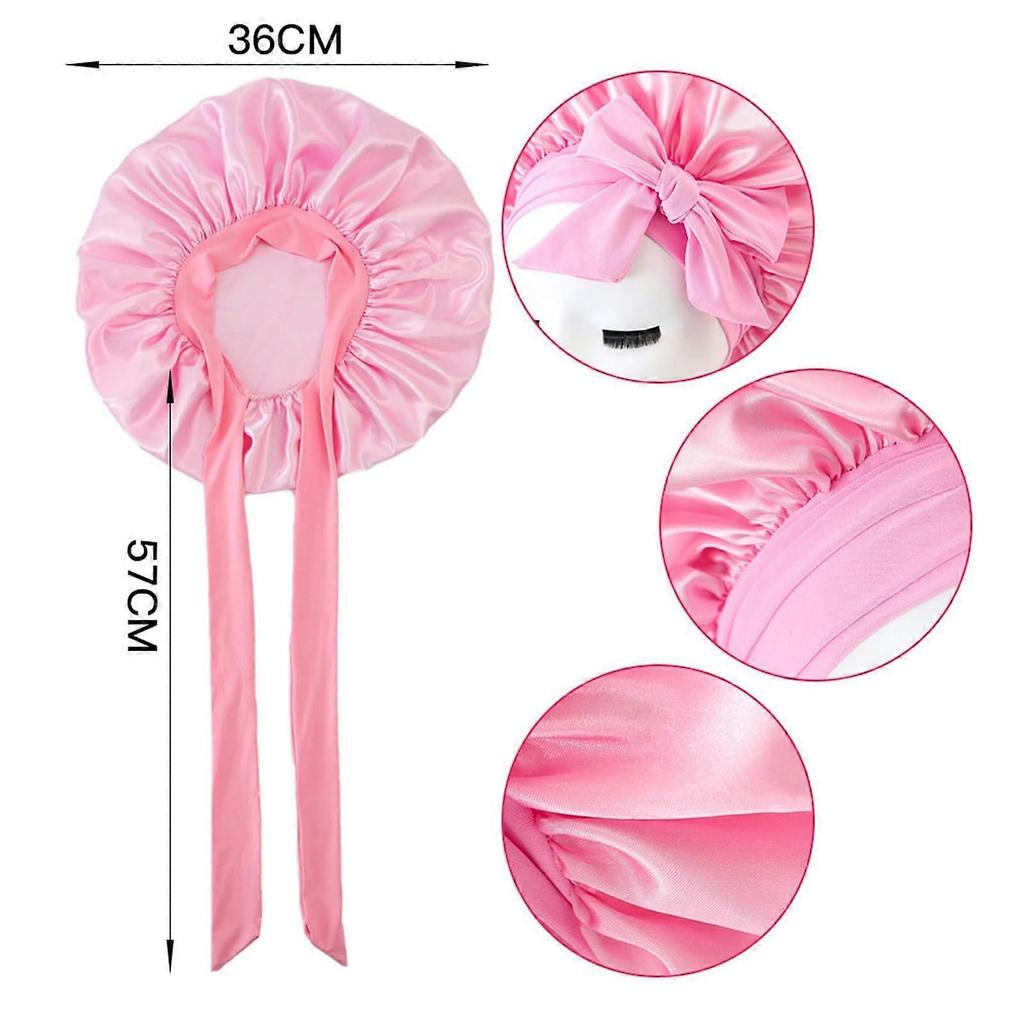 Pink Satin Bonnet for Sleeping Hair Protection with Elastic Comfort Fit and AntiFrizz Lining