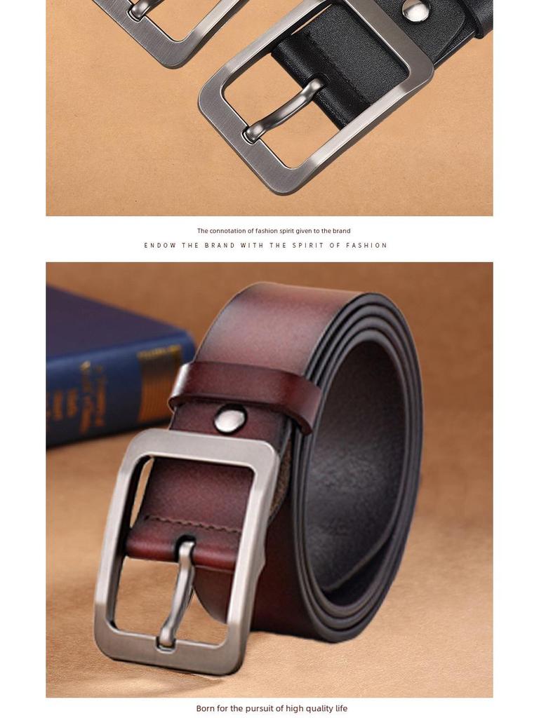Ремень из коровьей кожи с пряжкой из сплава в стиле ретро для деловых повседневных брюк