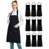 Простой Водонепроницаемый Фартук из Полиэстера и Хлопка Черный Антигрязевой Рабочий Фартук Шеф-повара с большим карманом Регулируемая Униформа для Кофейни BBQ