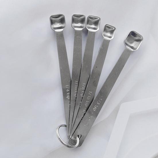 5Pcs Stainless Steel Measuring Spoons Set Square Mini Measuring Spoon Spice Spoons Dosing Spoons for Kitchen Home Cooking