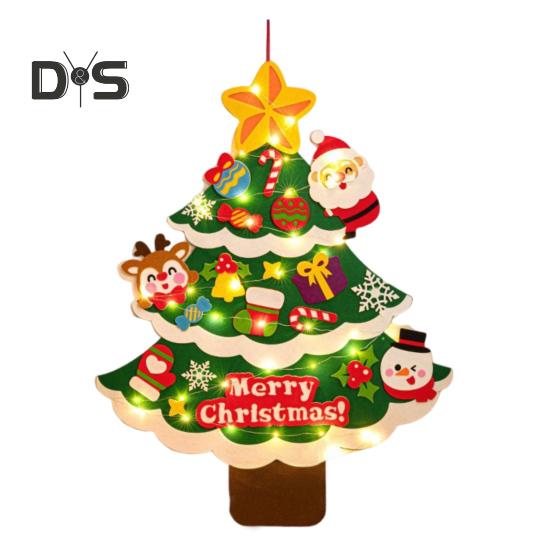 Рождественская елка из фетра своими руками для малышей, большая светящаяся рождественская елка с Санта-звездой, конфетными фигурками, детская развивающая игрушка