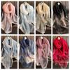 Embroidery Flowers Pearl Solid Shawls Solid Color Pearl Wrap Headscarf  For Women Hijab