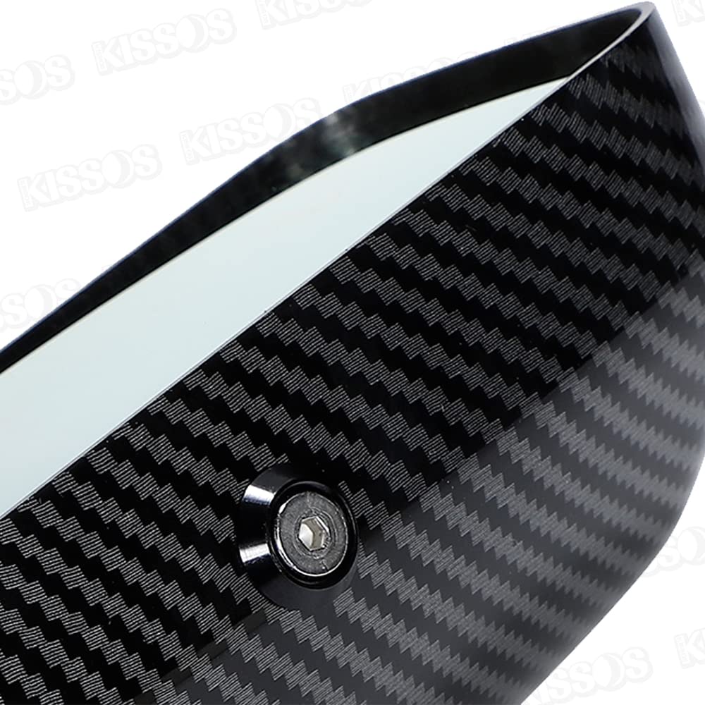 universal racing mirrors with carbon fiber pattern and blue Set of left and Lightweight, lenses. right.