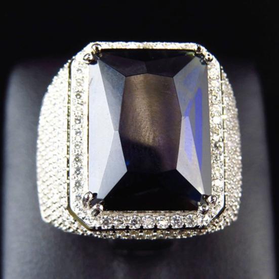 Мужчины Женщины Большой Прямоугольный Цирконий Покрытием Палец Кольцо Ювелирные Изделия