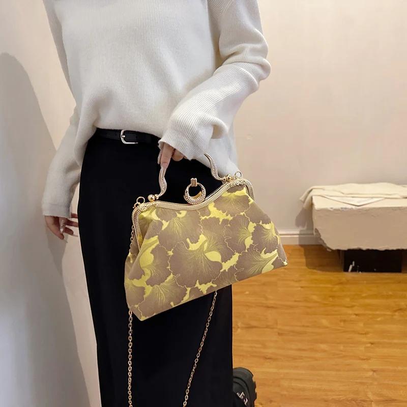 Роскошный клатч с цветочным принтом для вечеринок для женщин, зеленые сумки, женские сумки через плечо, блестящие сумки-мессенджеры для ужина, дизайнер