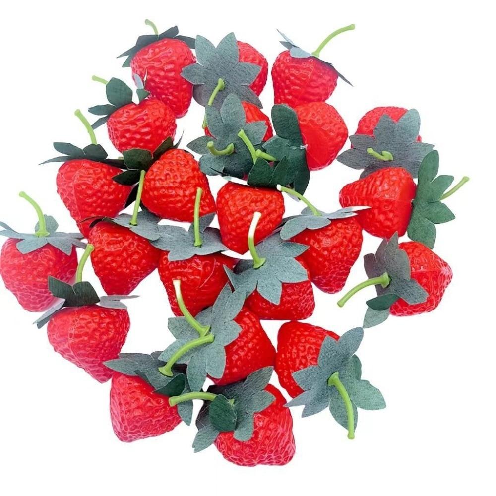 10Pcs Fruit Ornament Artificial Strawberry Realistic Fake Fruits Food Props Model Kitchen Cabinet