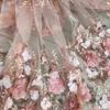 50x125 см Ткань для платья цвета flesh pink, off-white, с вышивкой бисером и пайетками, кружевная ткань с 3D-аппликацией в виде цветов, премиум-класс