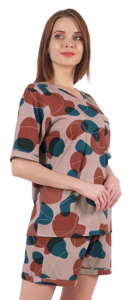 Inkmeso Printed Nightwear Shorts Set For Women Top And Short Sleepwear Sets 2