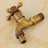 Long Garden Use Bibcock Faucet Tap Crane Antique Brass Finish Bathroom Wall Mount Washing Machine Water Faucet Taps YT-5112-A
