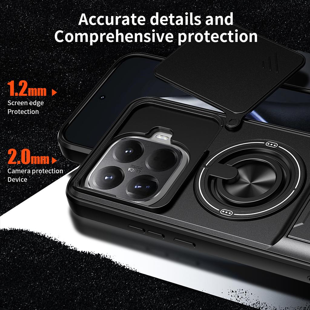 Бронированный чехол 15T/15T Pro для Xiaomi 15T Pro, противоударный чехол-слайдер с защитой объектива, чехол для телефона для Xiaomi 15T, чехол Fundas с кольцом
