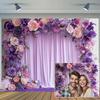 7X5ft Purple Flower Wall Background Photography Lavender Backdrop for Parties Wedding, Girls Birthday Princess Weeding B