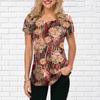 Summer Round Neck 3D Floral Patchwork Print T-shirts Fashionable Casual Short Sleeved Women's T-shirts