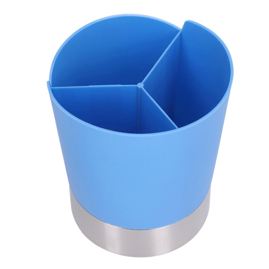 Straw Dispenser Blue Sturdy Durable 3 Compartments Stable Wide Application Straw Holder for Home