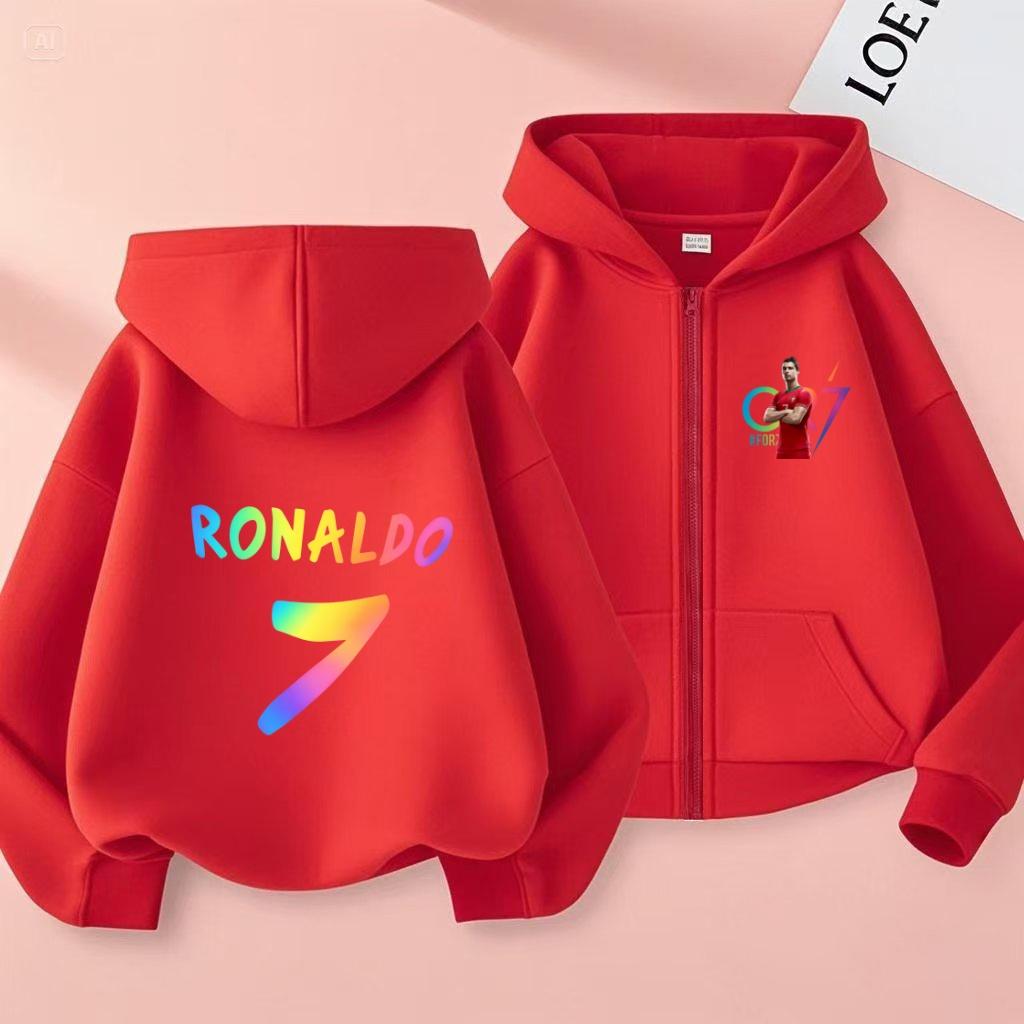 Kids Zipper Style Letters CR7 Pink Cardigan Hoodie Sweatshirt Girl Boy 3-12 Years Leisure Fashion Trend Top Sports Coat Clothing