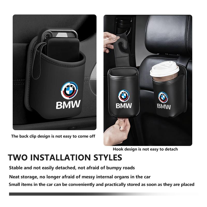 PEXW2 Leather Car Seat Cup Holder Hang Drink Storage Box Accessorie For BMW M M2 M3 M4 M5 M6 E46 E90 E60 F30 E39 X1 X3 X4 X5