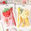 5pcs/set Cute with Fruit Brooch Stationery Set Writing Set Reward Gifts Gel Pen Pencil Eraser Students