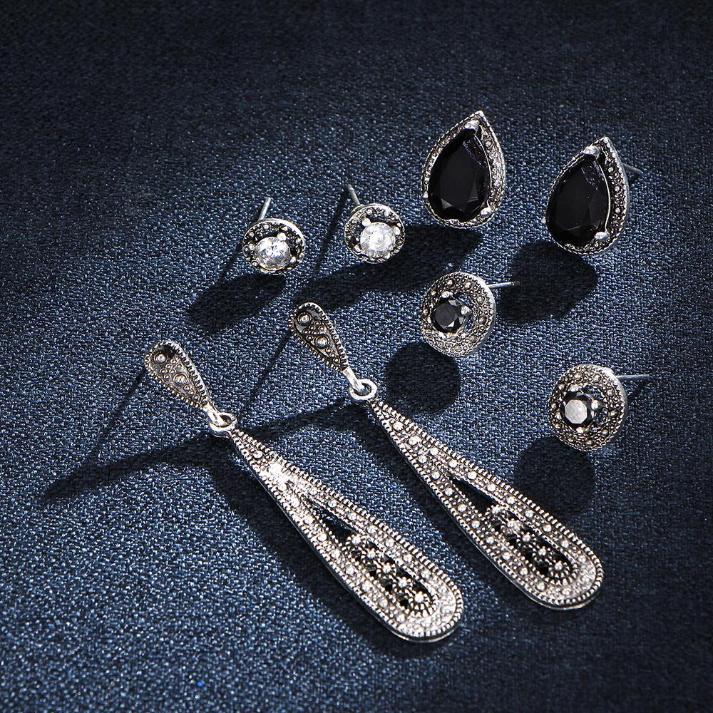 17KM Геометрические винтажные женские серьги с контрастными кисточками, круглые серьги черного цвета, модный комплект ювелирных изделий