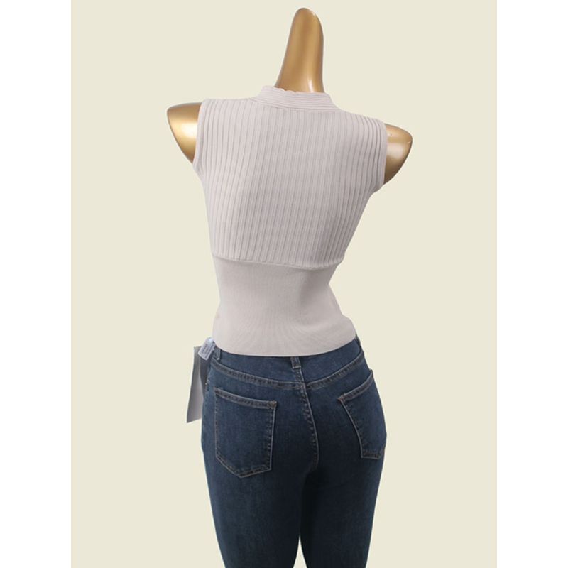 Sweet and Spicy Socialite Cross V-neck Vest Pure Desire Chic Chic Slimming Knitted Sleeveless Vest