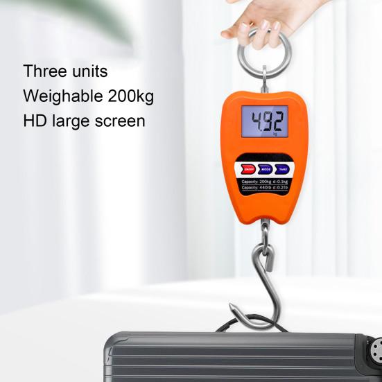 Портативные весы с крючками, 200 кг/50 г, высокая безопасность, легко читаемые, компактные электронные подвесные весы прямого типа, промышленные весы