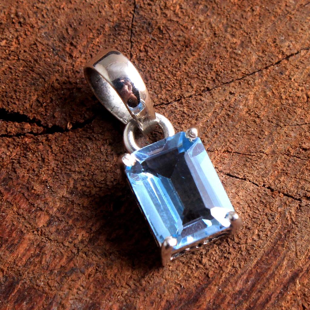 Blue Topaz Emerald Amethyst Black Onyx Pendant 925 Sterling Silver Fine Jewelry Women Pendant