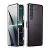 Металлическая рама 360 Полная защита Чехол Для Sony Xperia 1 V II Магнитное притяжение Двусторонняя закаленная стеклянная крышка для телефона