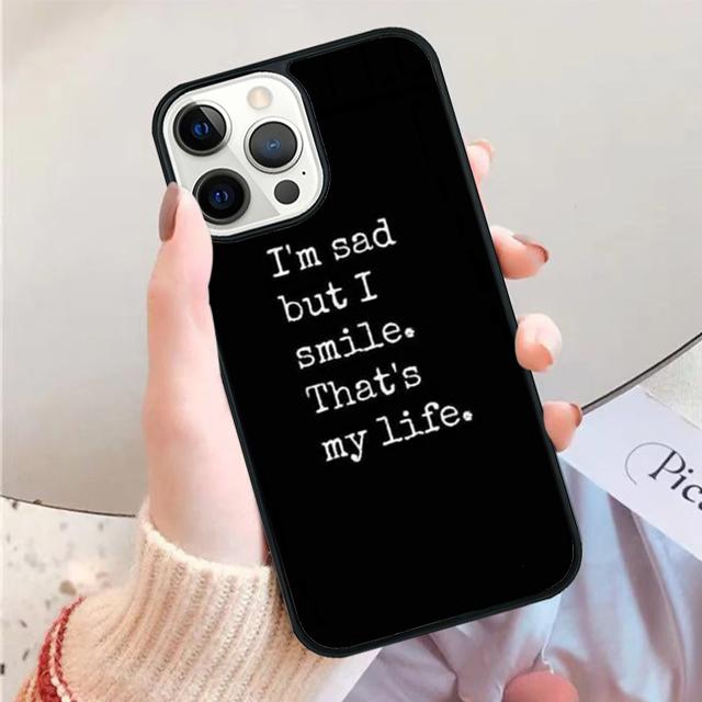 Чехол для телефона с надписью «Грустная депрессия» Черный Цвет Для iPhone 17 Air 16 15 14 Plus 11 12 13 Pro Max Apple max