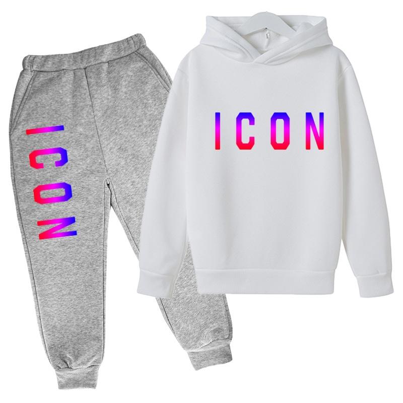 Kids Hoodie Colorful Letters Print Pullover 3-12 Years Fashion Sweatshirt+ Pants 2P Boy Girl Toddler Clothing Leisure Sports Set