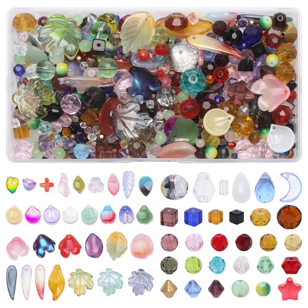 Красочный кулон из круглых стеклянных бусин в форме лепестка с маленьким листиком, набор для DIY