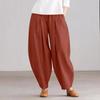 Summer Elastic Waist Solid Trousers Women Casual Baggy Pants Elegant Loose Wide Leg Pantalon Vintage Cotton Turnip