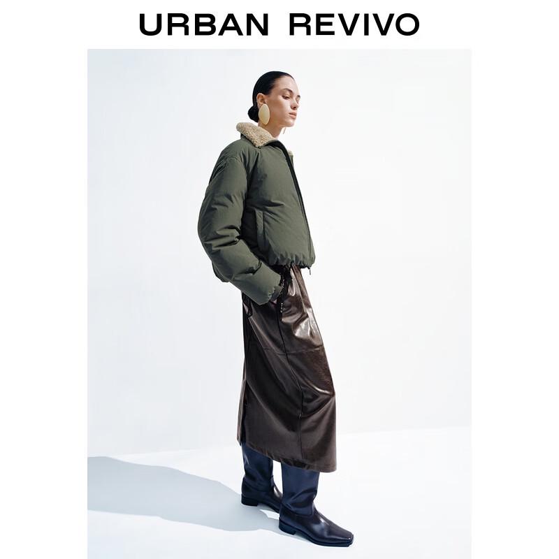 UR Women's Oversized Patchwork Lapel Down Jacket