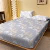 1 Simple Modern Plant Flower Leaf Printed Matte Fitted Sheet, Bedroom Printed Bed Cover, Bedding (Excluding Pillowcases)