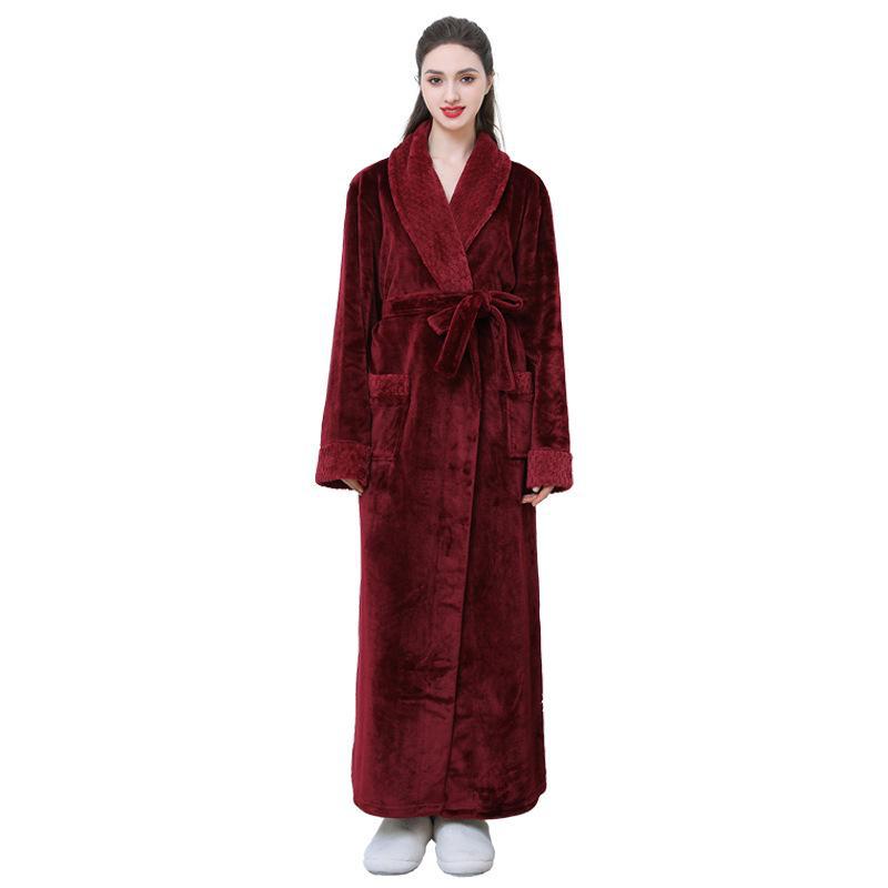 European & American Style Thick Flannel Bathrobe Pajamas for Autumn & Winter
