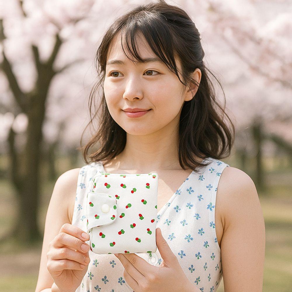 Floral Print Small Makeup Lipstick Bag Cherry Mini Cloth Storage Bag  Students